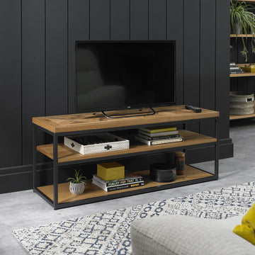 Bentley Designs Indus Rustic Oak Open Entertainment Unit